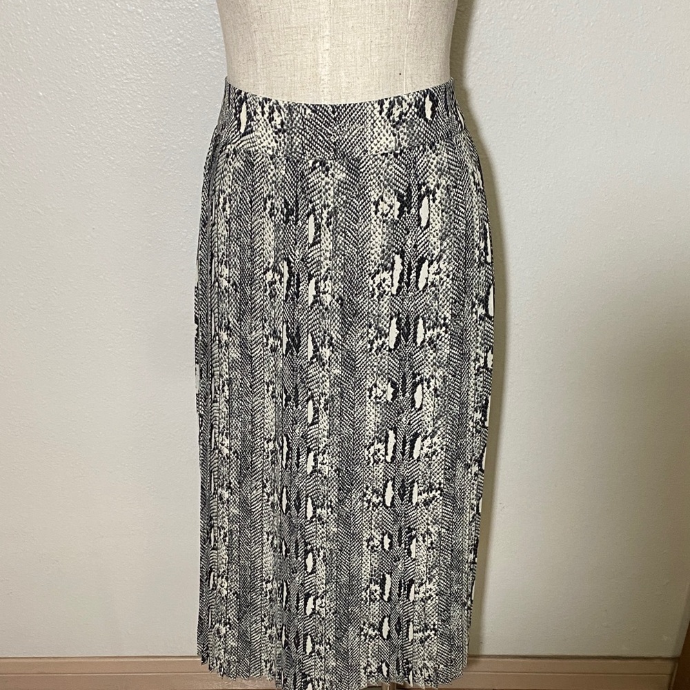 J. Crew Black and White Patterned Midi Skirt